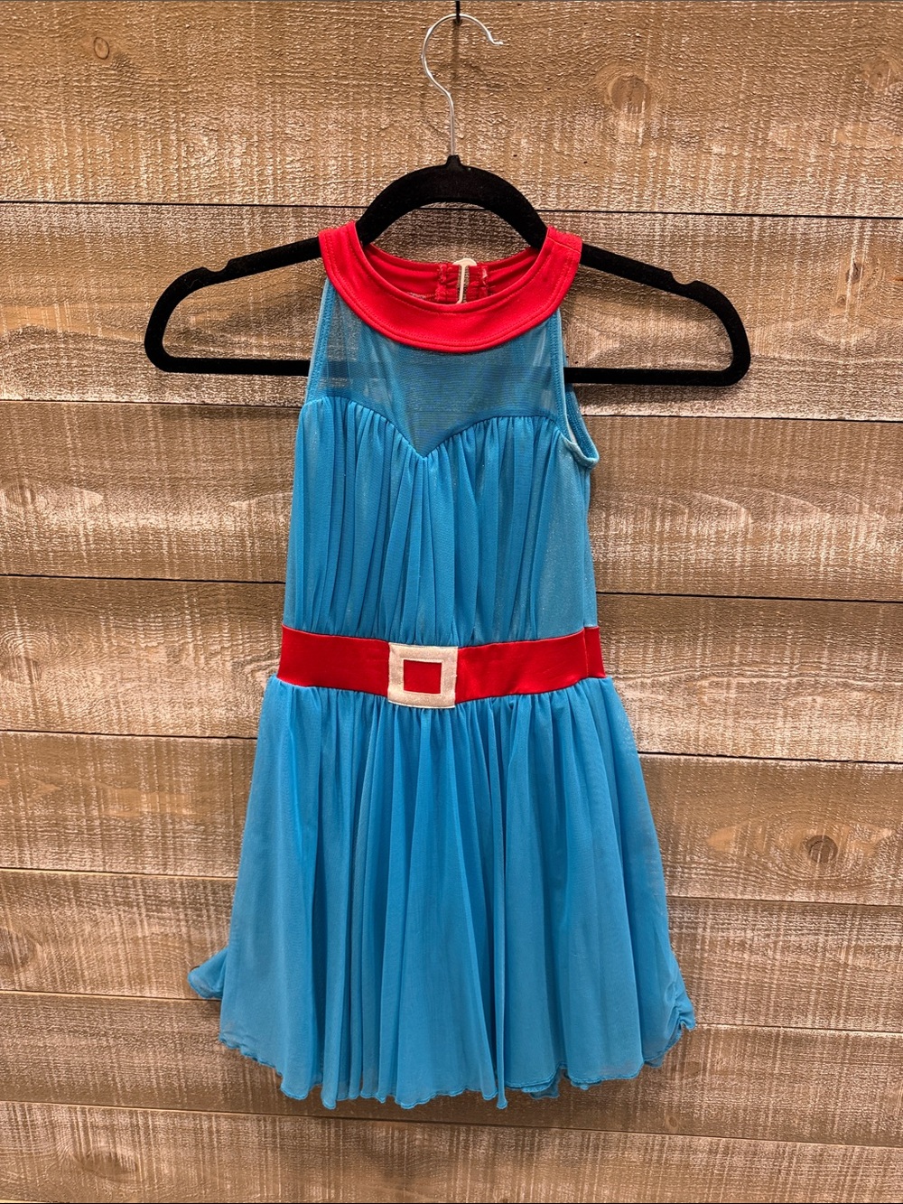 The Lineup Girls Large Blue and Red Belted Tulle figure skating/ dance Costume